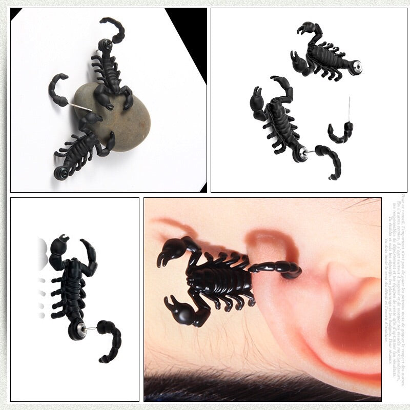 Black Scorpion Earrings / 3D Double-Sided Earrings