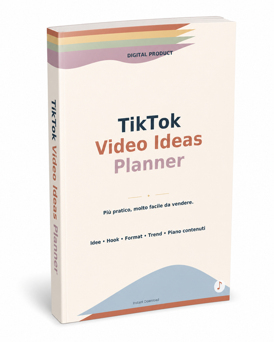 TikTok Video Ideas Planner | Guida PDF digitale per creator
