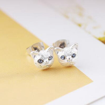 Set of 2 Pair Cute Little Cat Stud Earrings