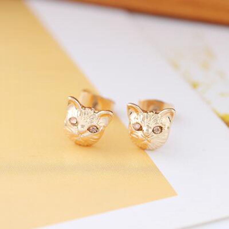 Set of 2 Pair Cute Little Cat Stud Earrings