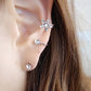 Crystal Flower Ear Clip, Ear Cuff With Stud Earring