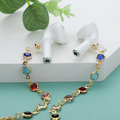 Colorful Cubic Zirconia Anti-Lost Chains For Airpods, Earphone Accessories